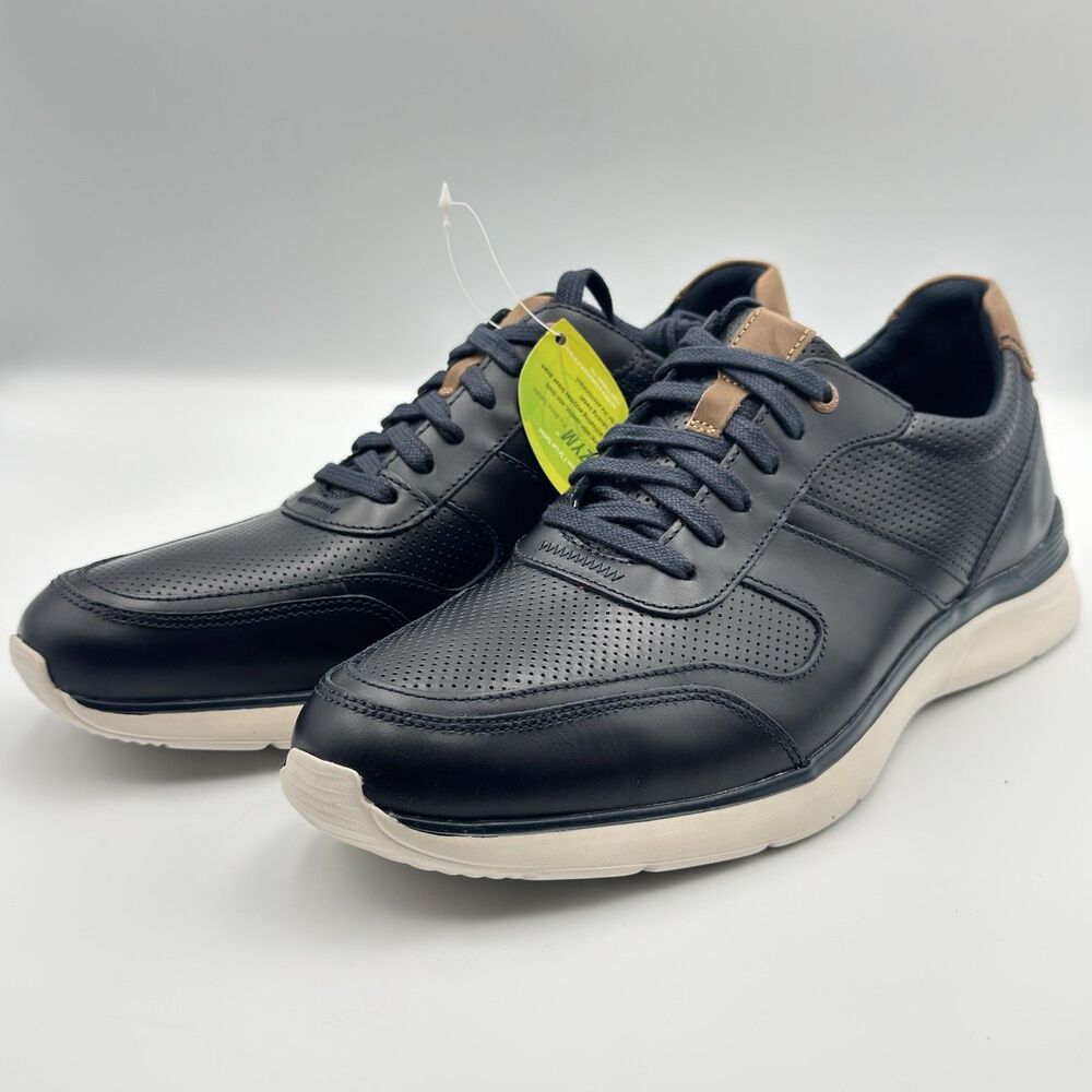 Rockport Men's Total Motion Active Mudguard Leather Low Lace Navy Blue Size 10 W